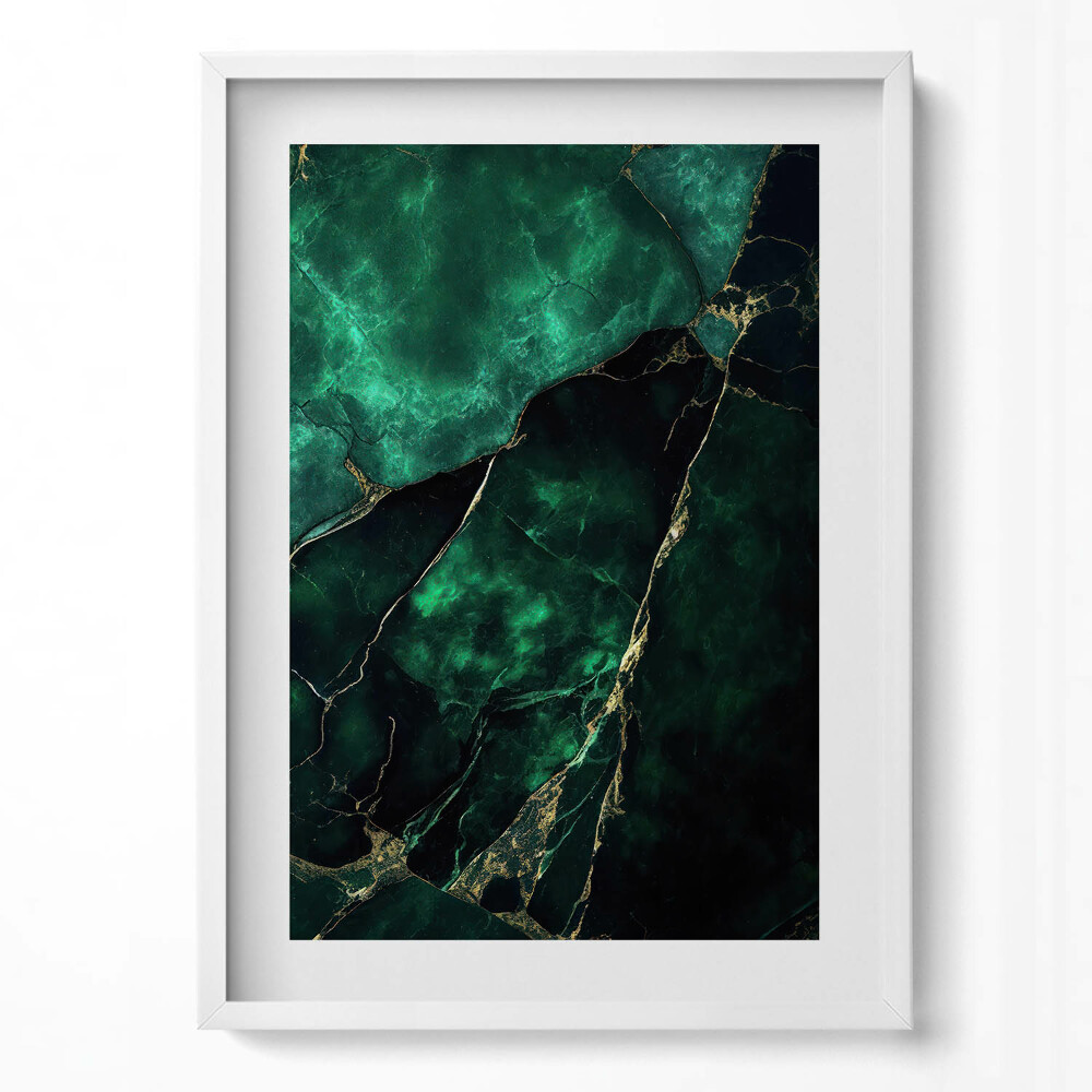 Függőleges kép keretben Zöld márvány textúra arany erezettel