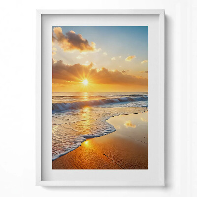 Függőleges kép keretben Naplemente a tengerparton