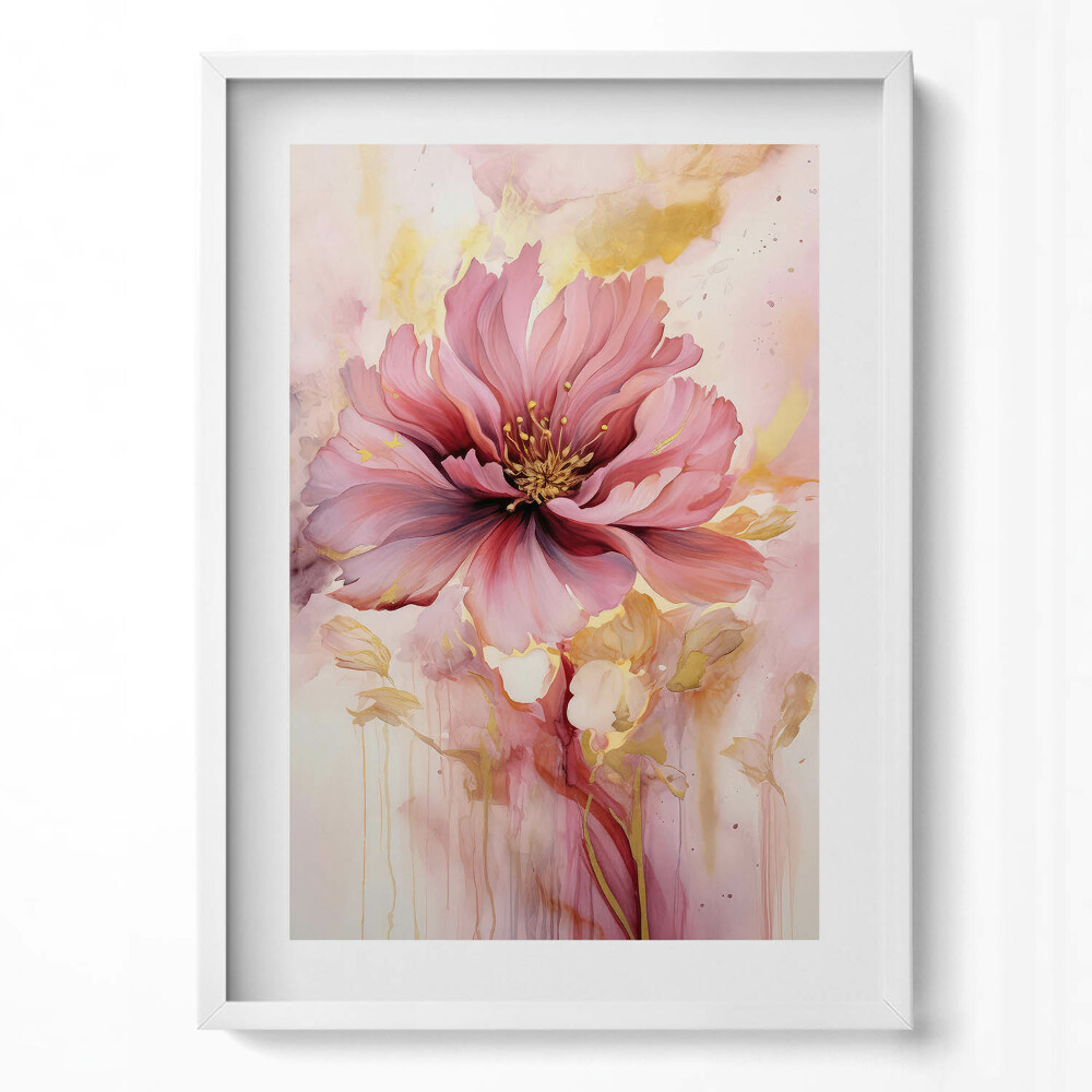 Függőleges kép keretben Rózsaszín virág és lágy háttér