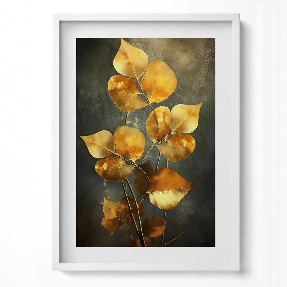 Függőleges kép keretben Arany színű levelek kompozíciója