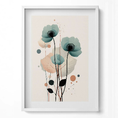 Függőleges kép keretben Absztrakt virágmotívum pasztell színekben