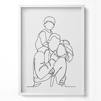 Függőleges kép keretben Családi összetartozás vonalrajzban