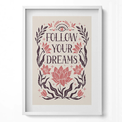 Függőleges kép keretben Virágok és inspiráló üzenet