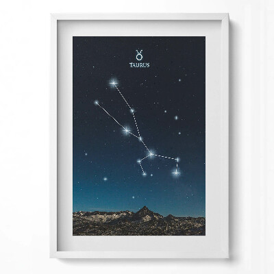 Függőleges kép keretben Bika csillagkép éjszakai háttérrel