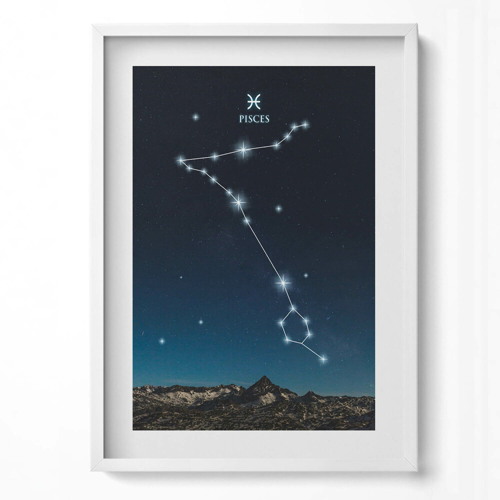 Függőleges kép keretben Halak csillagkép éjszakai égbolton