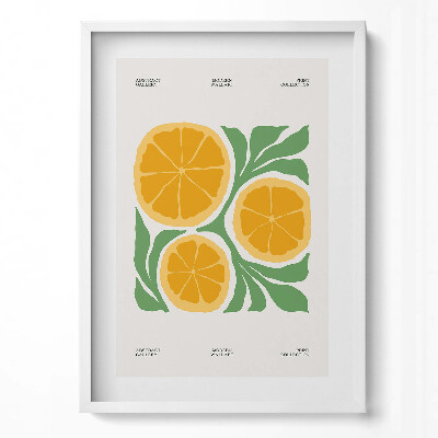 Függőleges kép keretben Sárga citrusok és zöld levelek