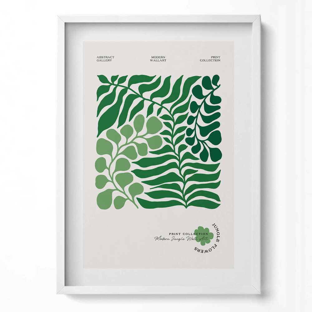 Függőleges kép keretben Zöld levelek absztrakt mintázata