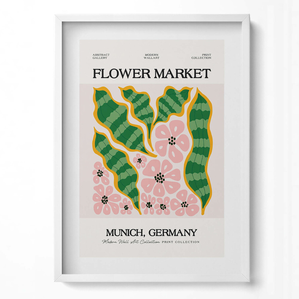 Függőleges kép keretben Virágpiac színes virágok és levelek