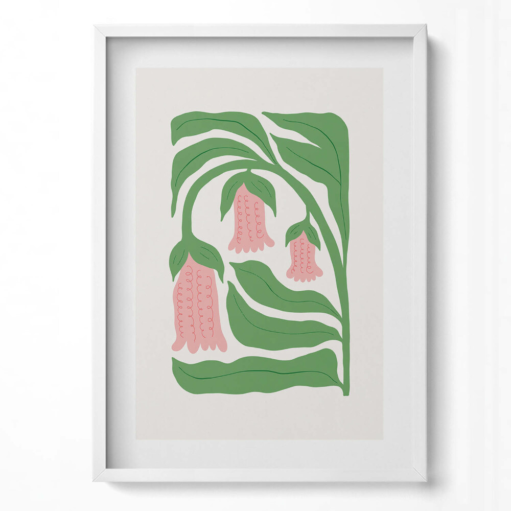 Függőleges kép keretben Virágok és levelek absztrakt motívum