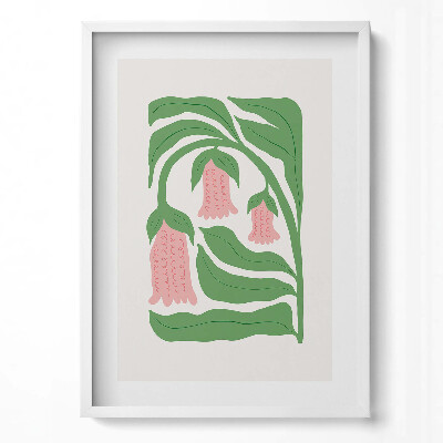 Függőleges kép keretben Virágok és levelek absztrakt motívum