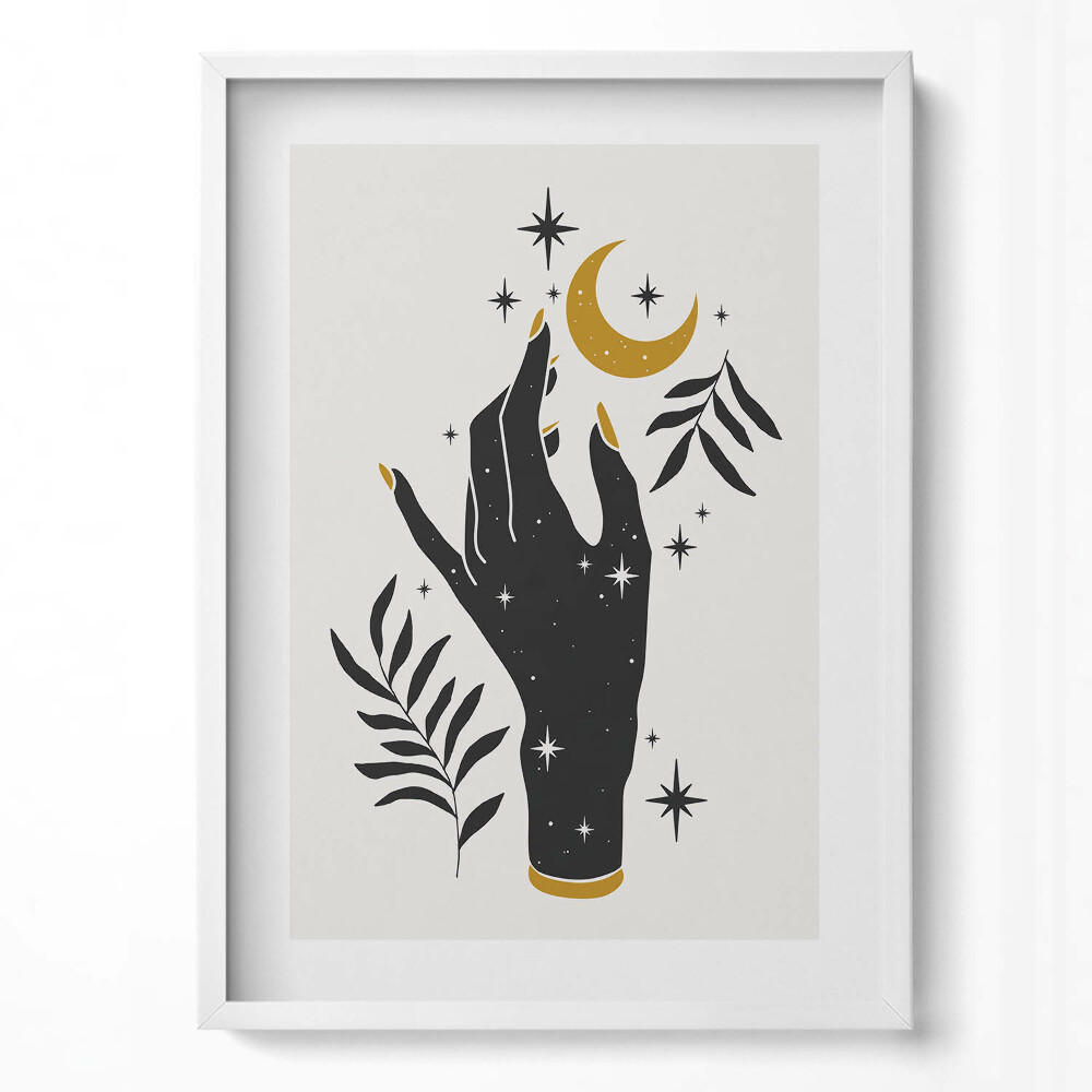 Függőleges kép keretben Csillagos kéz holdsarlóval
