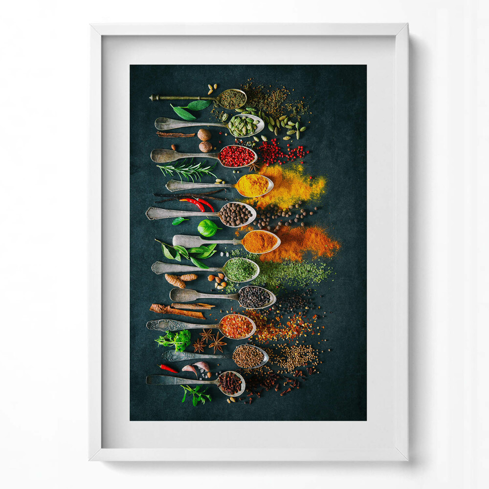 Függőleges kép keretben Fűszerek és gyógynövények elrendezése