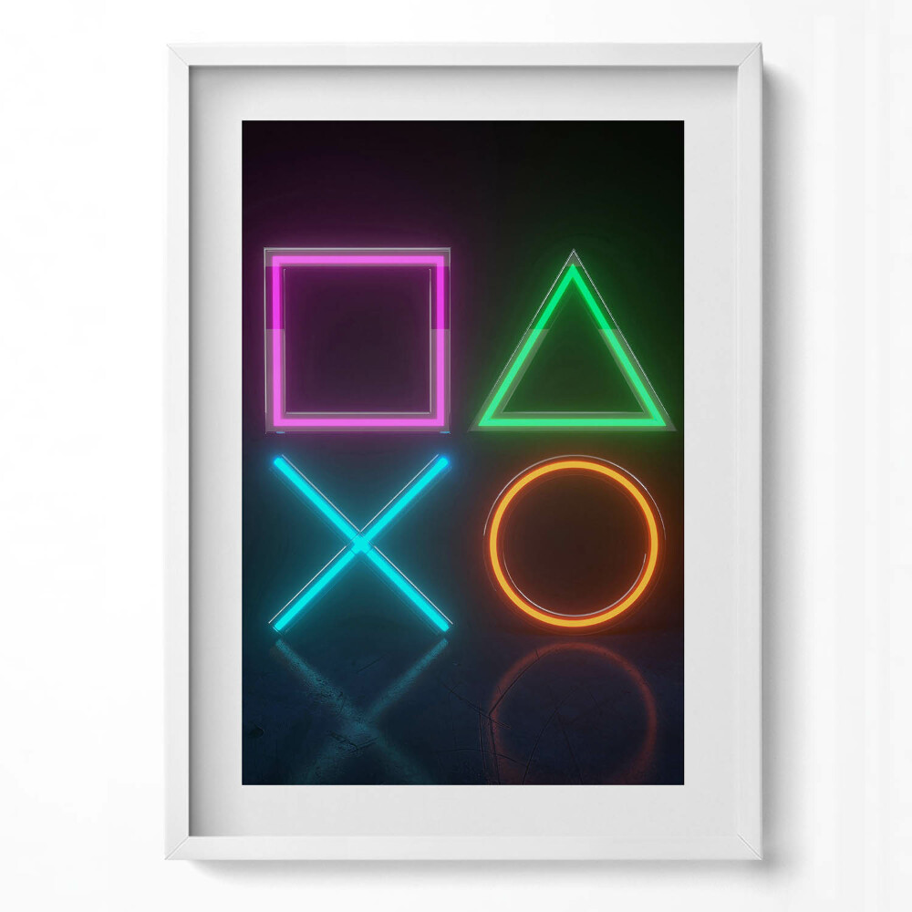 Függőleges kép keretben Geometriai formák neonfényben