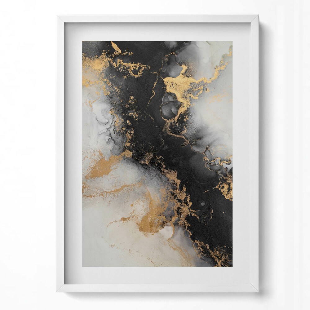 Függőleges kép keretben Absztrakt arany és fekete minták