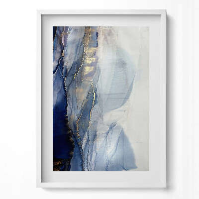 Függőleges kép keretben Absztrakt kék és arany minták