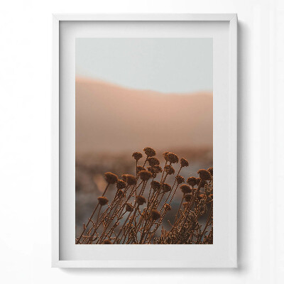 Függőleges kép keretben Száradó virágok a háttérben