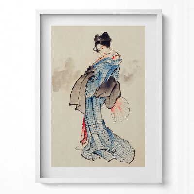 Függőleges kép keretben Japán női alak kimonóban