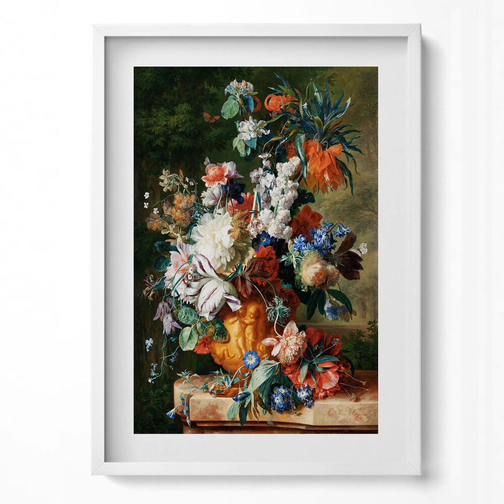 Függőleges kép keretben Bokréta színes virágokkal