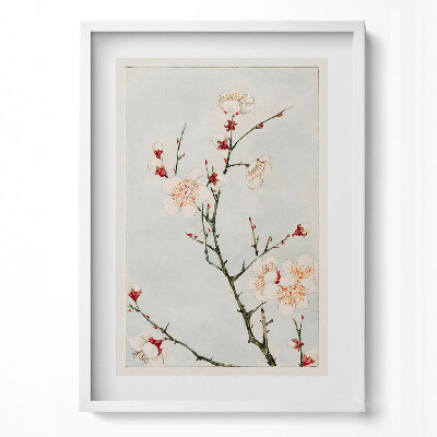 Függőleges kép keretben Virágzó ágak fehér virágokkal