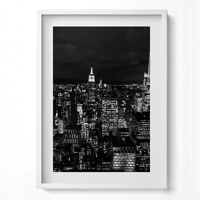 Függőleges kép keretben Éjszakai városkép fényeivel