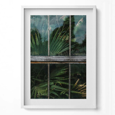 Függőleges kép keretben Zöld növények ablakon keresztül