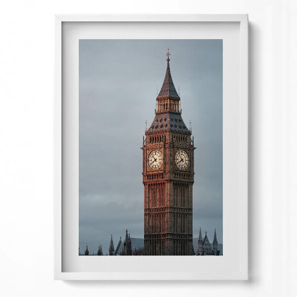 Függőleges kép keretben Big Ben torony felhős ég