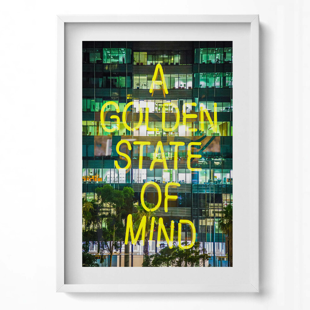 Függőleges kép keretben Modern városi táj neon felirat