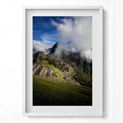 Függőleges kép keretben Machu Picchu hegyvidéki táj