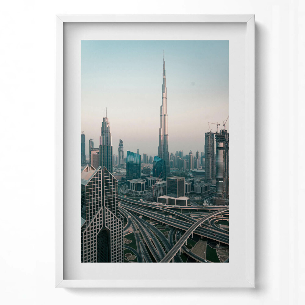 Függőleges kép keretben Modern városi táj felhőkarcolók