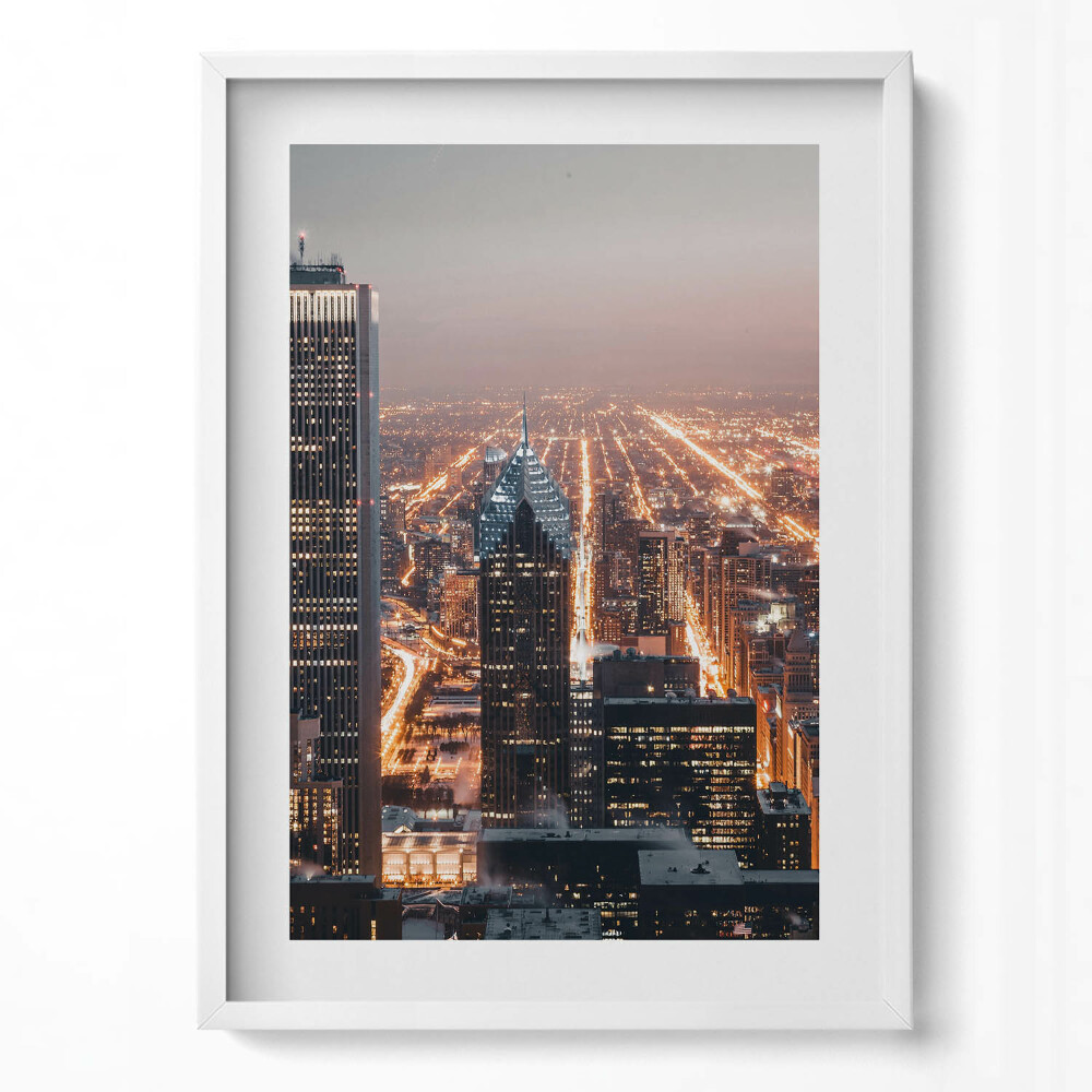 Függőleges kép keretben Városi éjszakai látkép