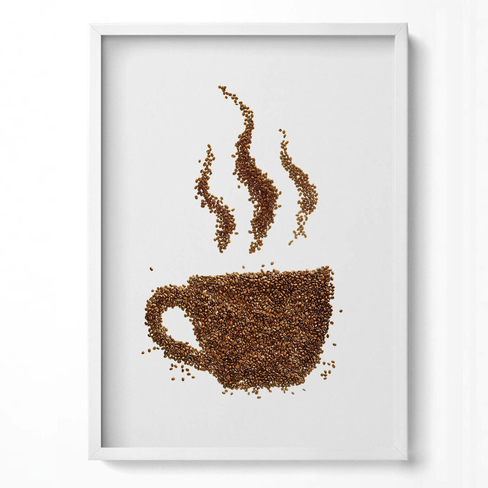 Függőleges kép keretben Kávéscsésze gőzölgő mintázat