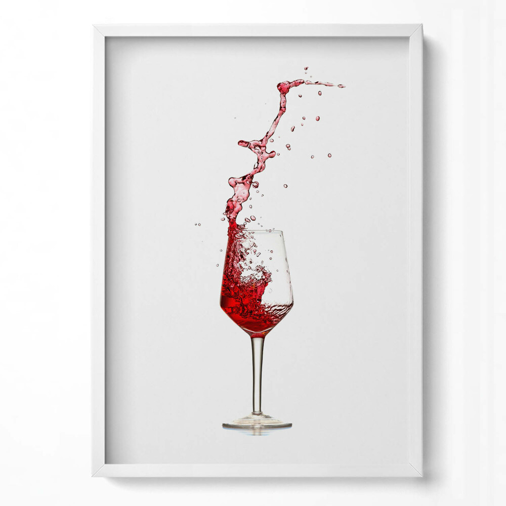 Függőleges kép keretben Borospohárban fröccsenő vörös folyadék