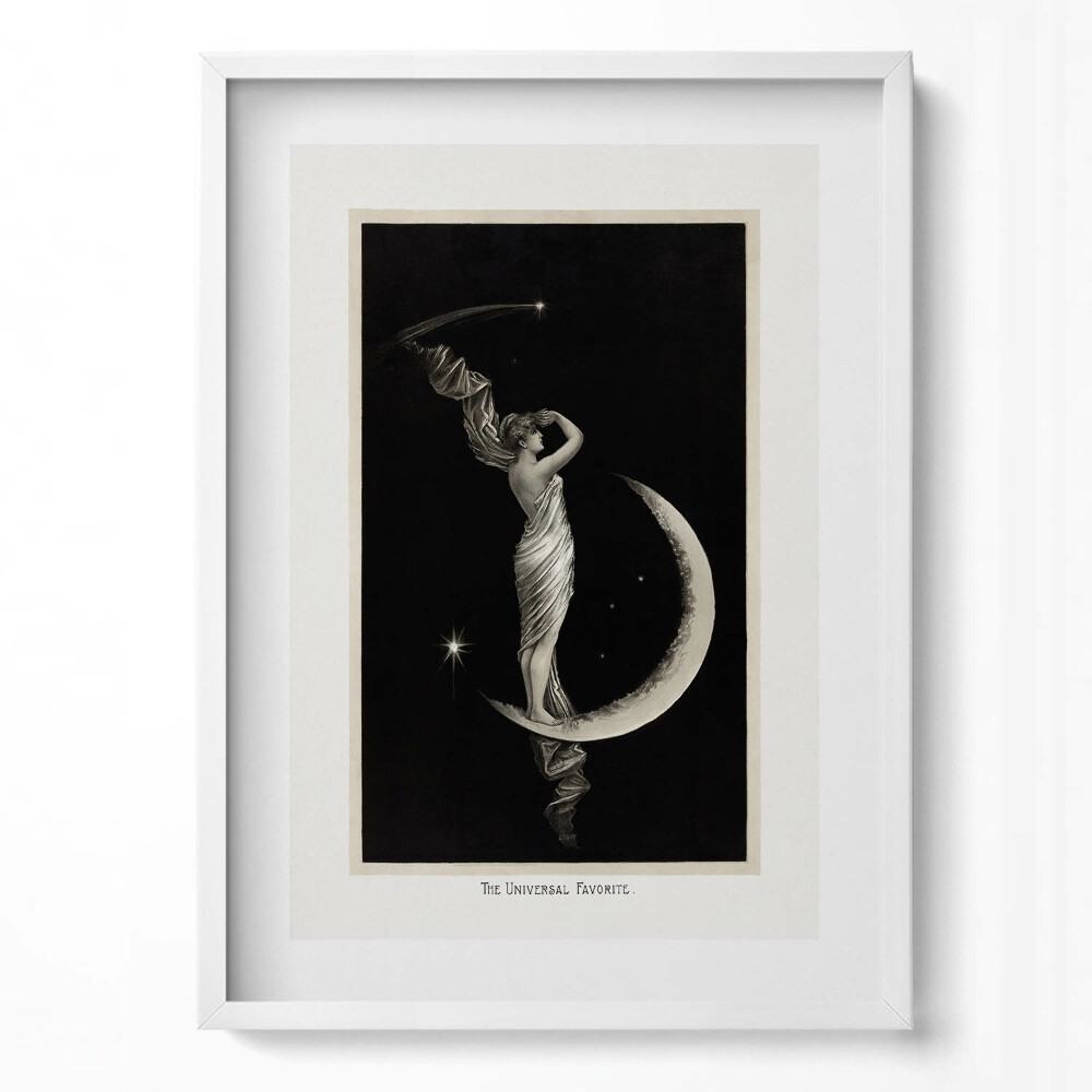 Függőleges kép keretben Női alak a holdon