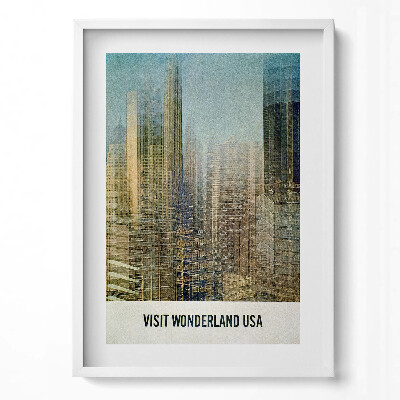Függőleges kép keretben Futurista városkép utazási poszter
