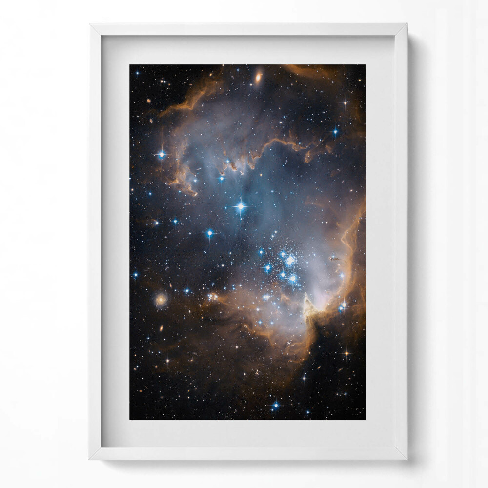 Függőleges kép keretben Csillagos égbolt és galaxisok