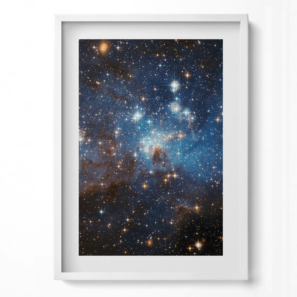 Függőleges kép keretben Csillagos égbolt galaxisokkal