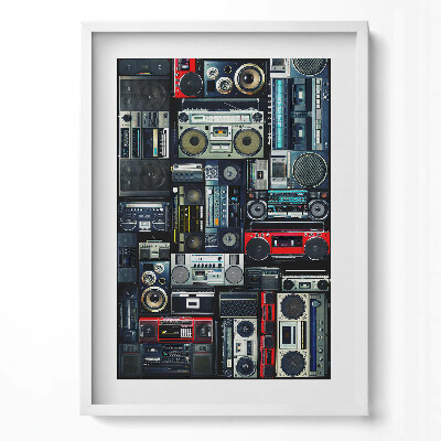 Függőleges kép keretben Régi magnók és hanglemezek