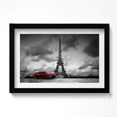 Keretezett kép Eiffel-torony és piros autó
