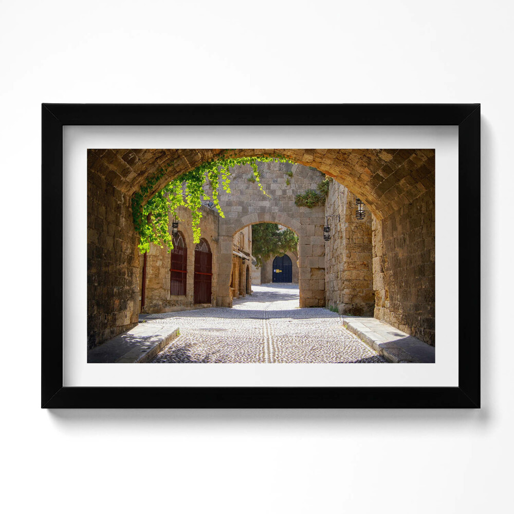 Kép keretben Középkori utca Rodosz Görögország