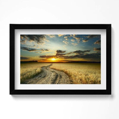 Kép keretben Mezőút és naplemente