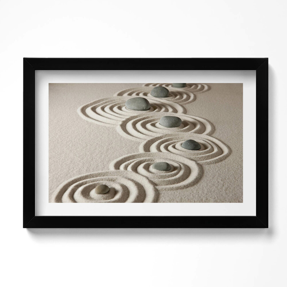 Keretezett kép Zen - Kövek homokkörökön