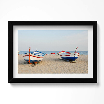 Kép keretben Csónakok a tengerparton