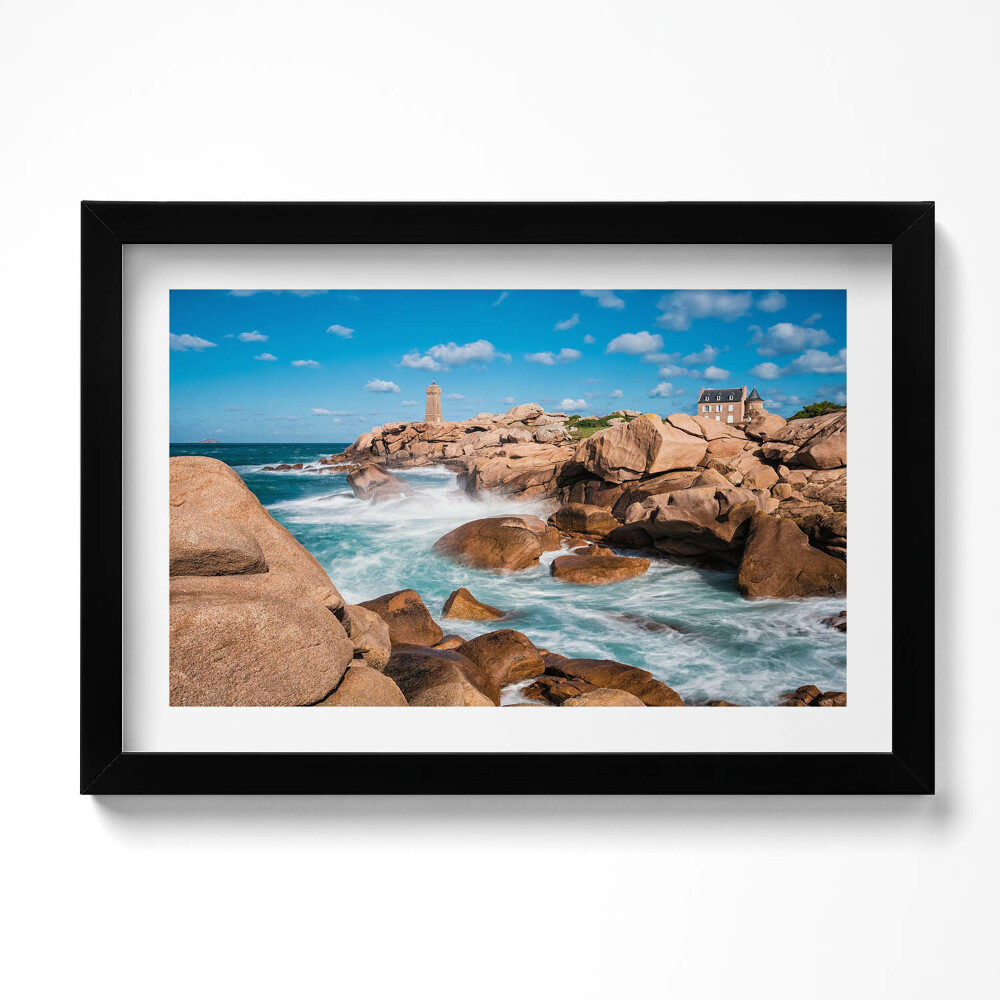 Keretezett kép Víz sziklák és világítótorony