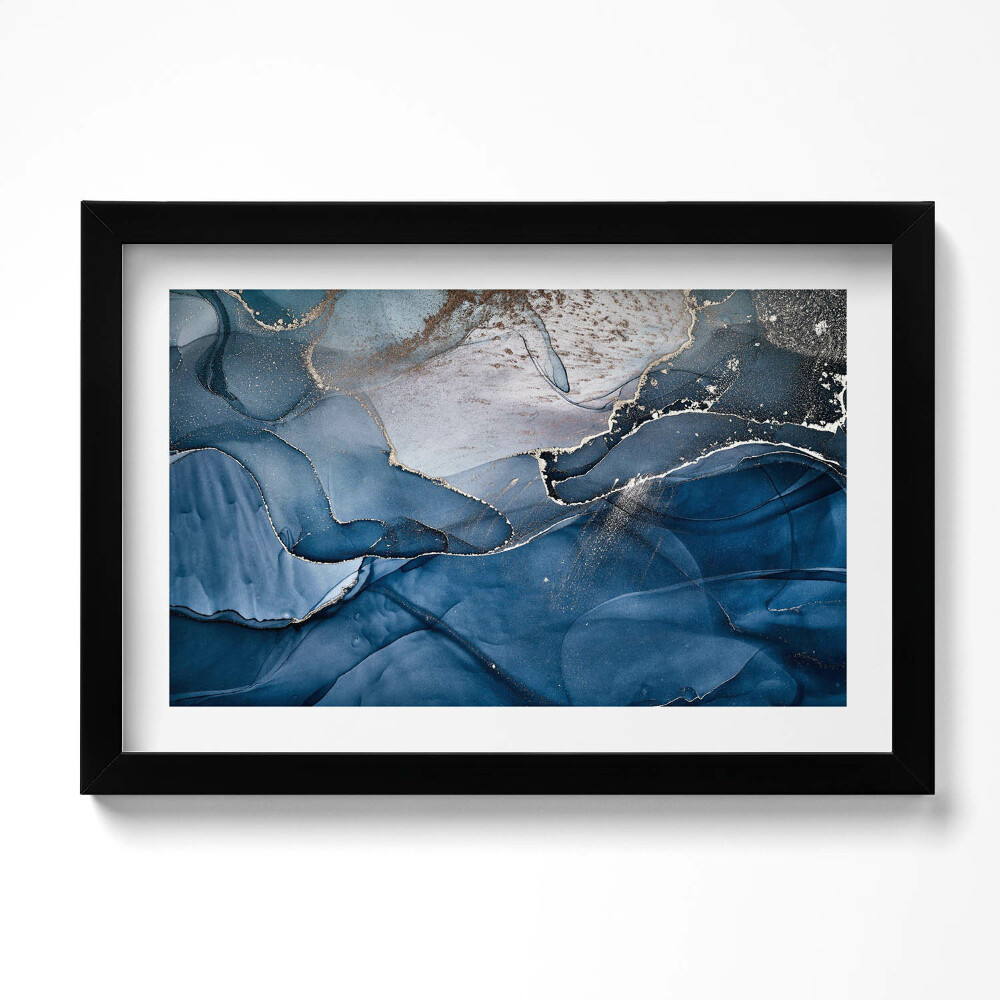 Kép keretben Blue abstraction with gold