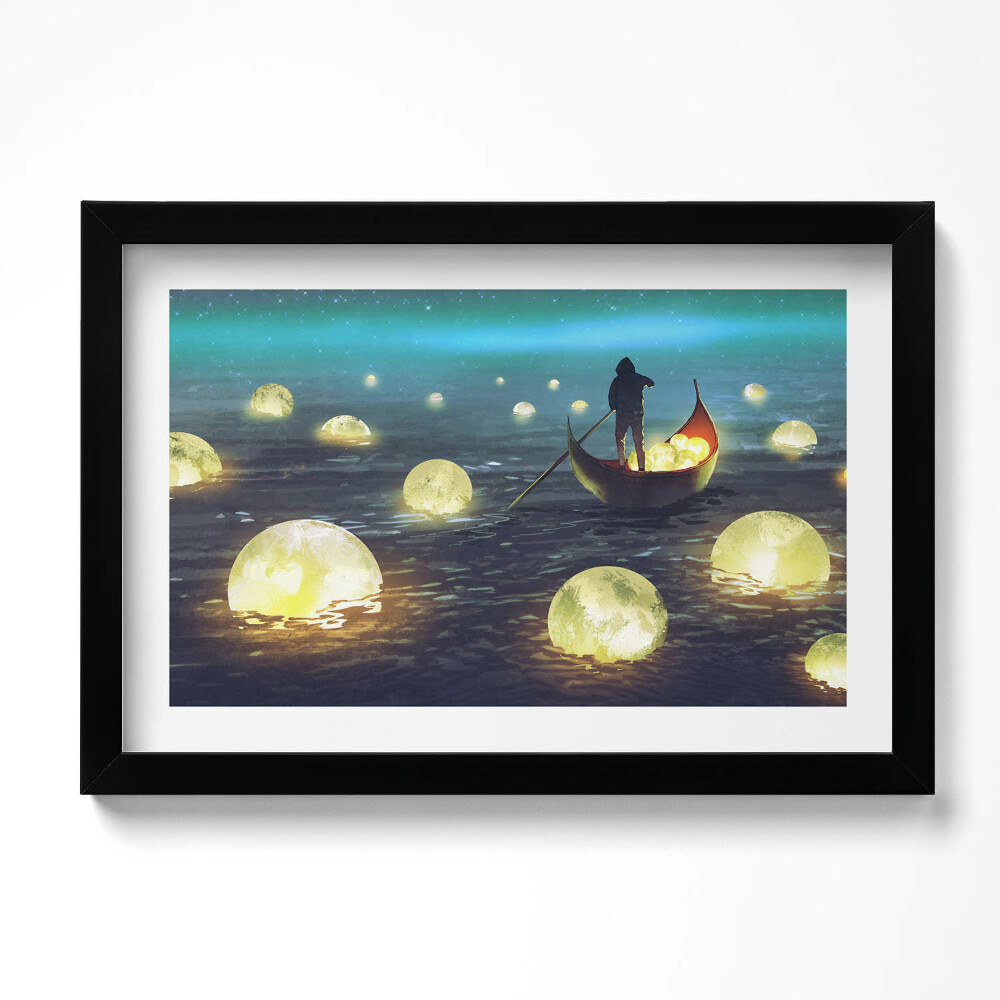 Keretezett kép Illusztráció hajók és holdak