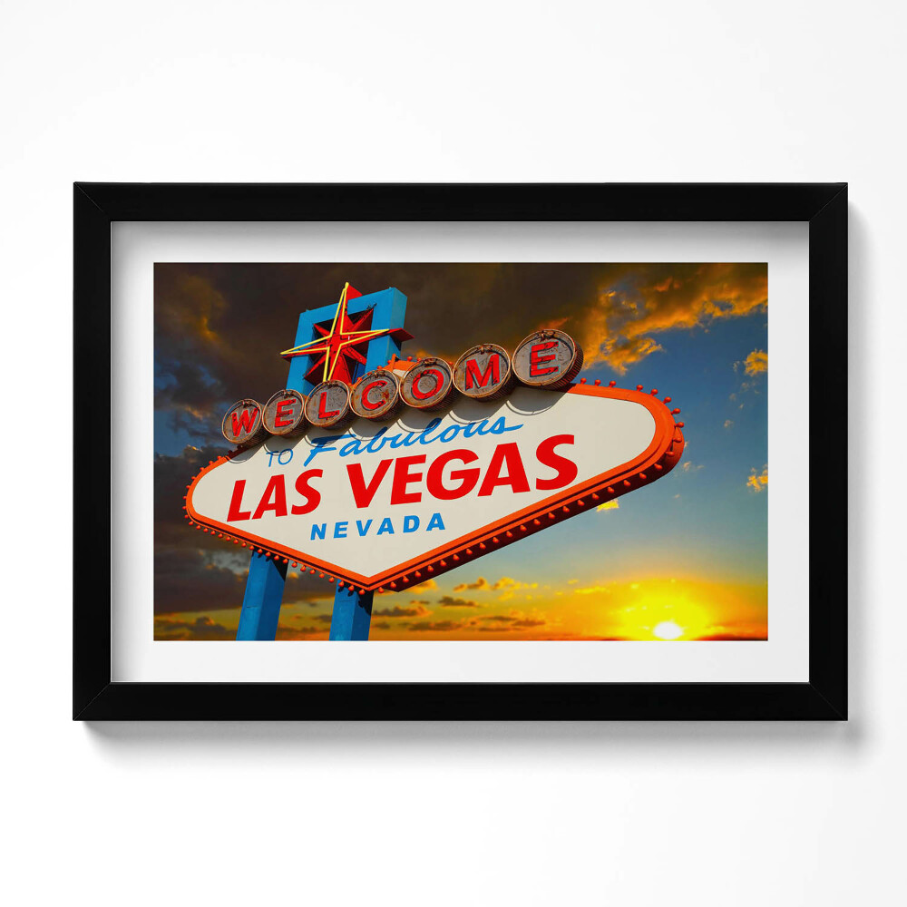 Keretezett kép Las Vegas felirat naplementében