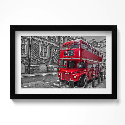 Kép keretben Piros emeletes busz