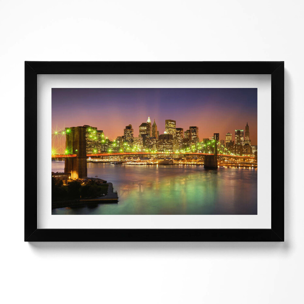 Kép keretben Brooklyn híd éjszaka