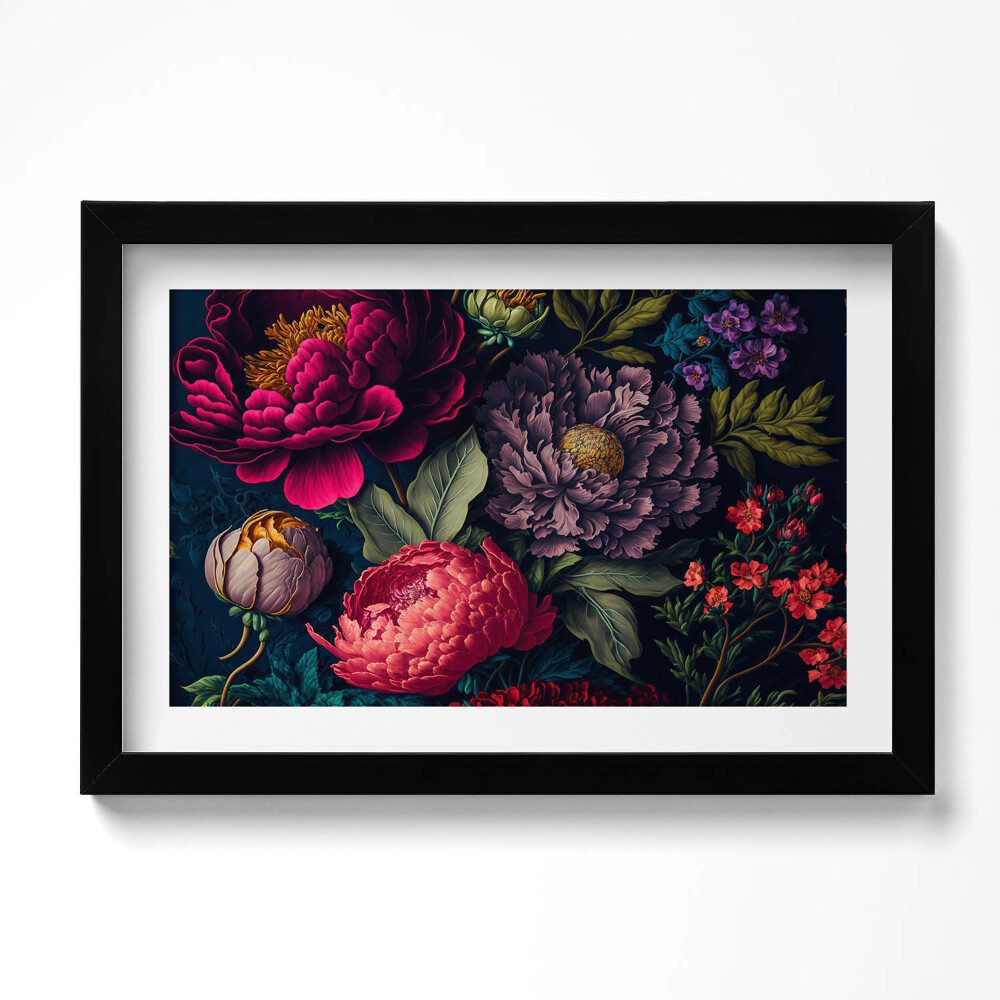 Keretezett kép Vintage csokor botanikai virágok