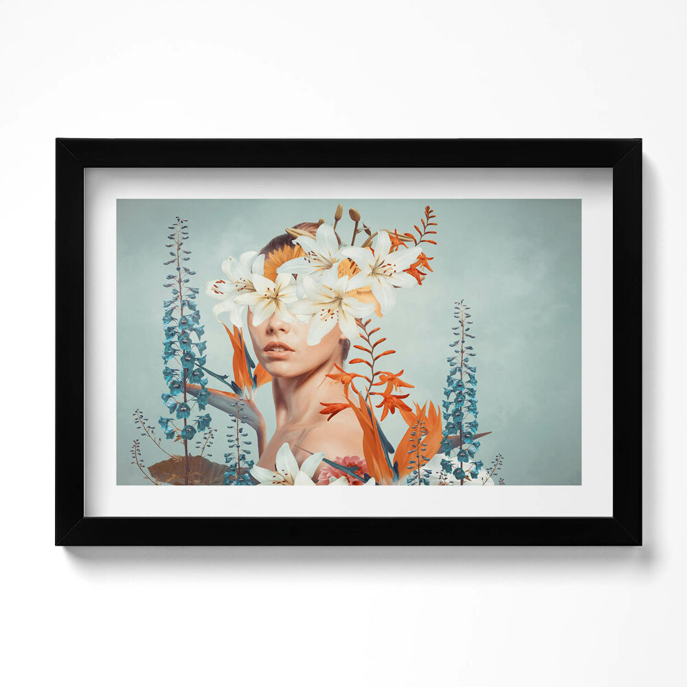 Keretezett kép Absztrakt nő virágokkal